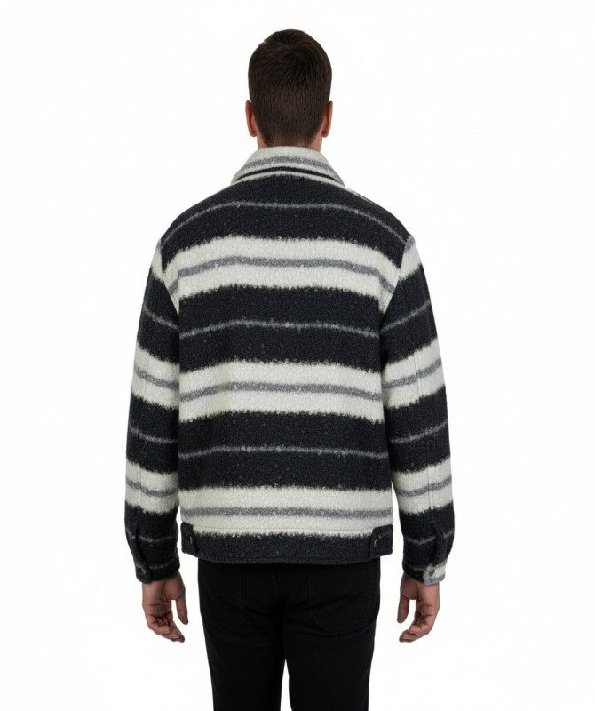 Selected Homme Archive Striped Wool-Blend Overshirt – Sky Captain/Sand