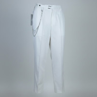 Wide-Leg Chain Detail Trousers – Optic White