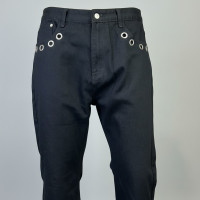 Flared Bell-Bottom Jeans with Silver Button Detail