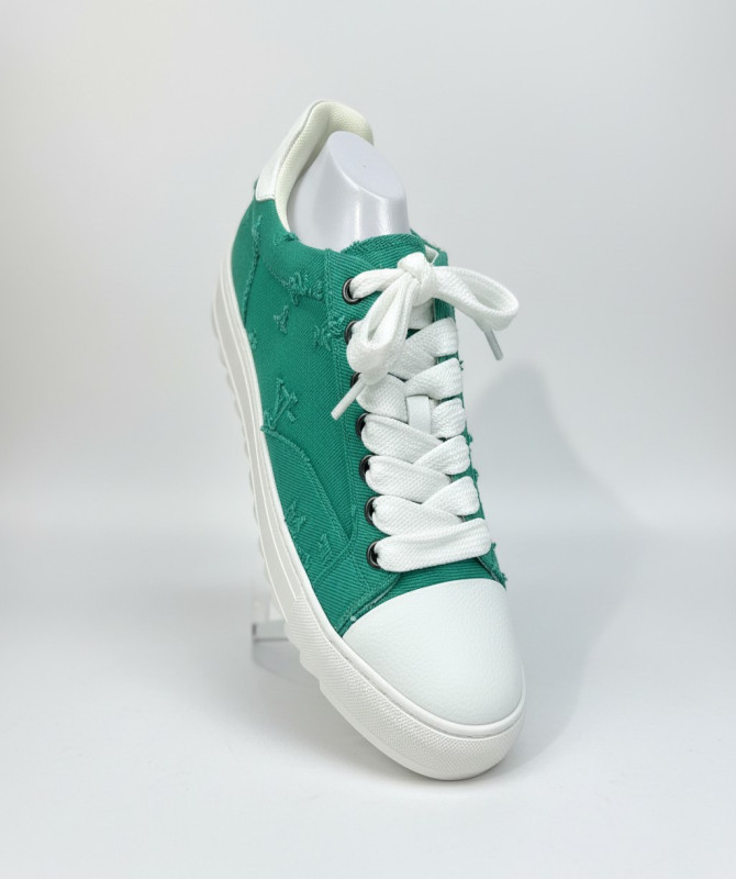 Numeris Atelier Embroidered Lace-Up Sneakers – Green