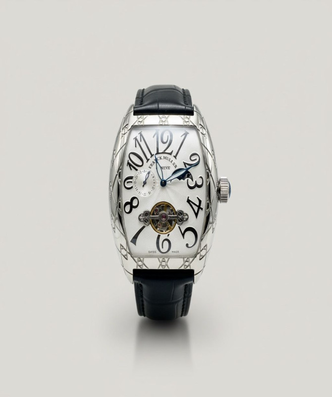 Luxury-Inspired Franck Muller Cintrée Curvex Skeleton Watch – Silver & Rose Gold
