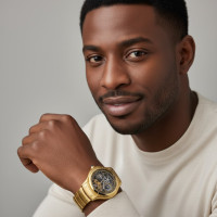 Luxury-Inspired Gold-Tone Skeleton Mechanical Watch