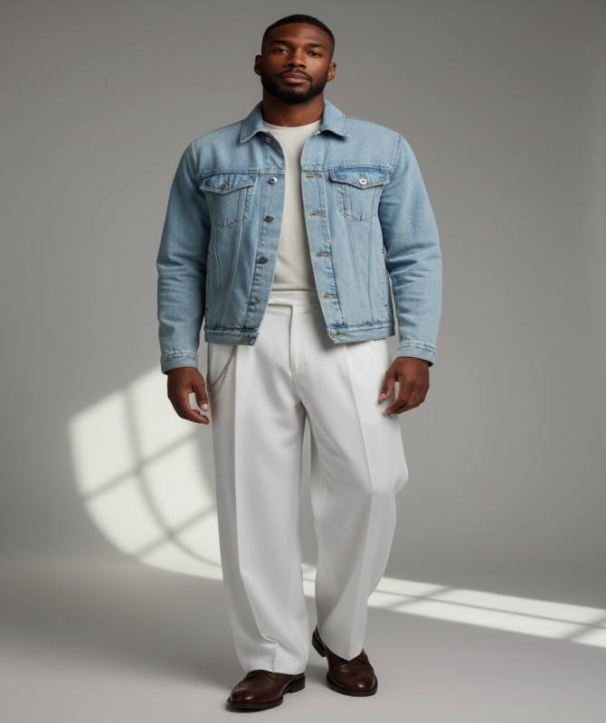 Wide-Leg Chain Detail Trousers – Optic White