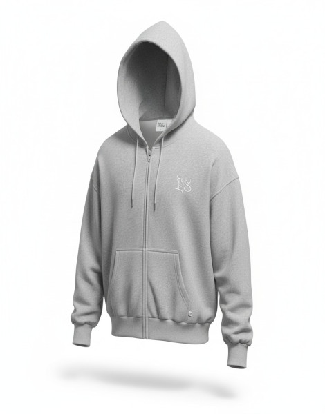 Oversized Grey Zip-Up Tracksuit – Hoodie & Sweatpants Set
