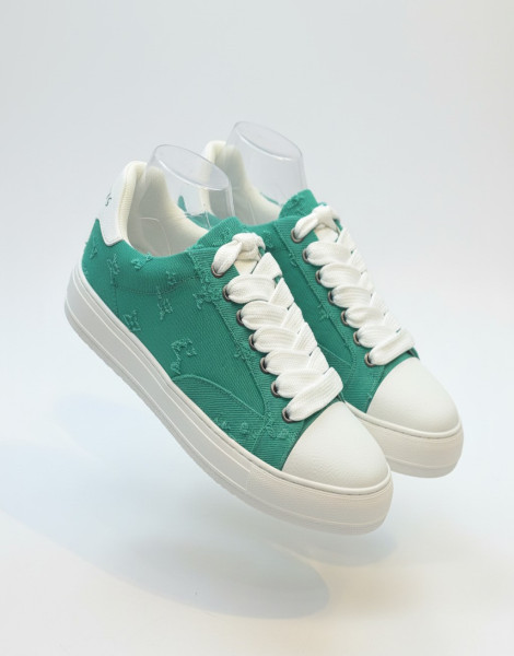 Numeris Atelier Embroidered Lace-Up Sneakers – Green