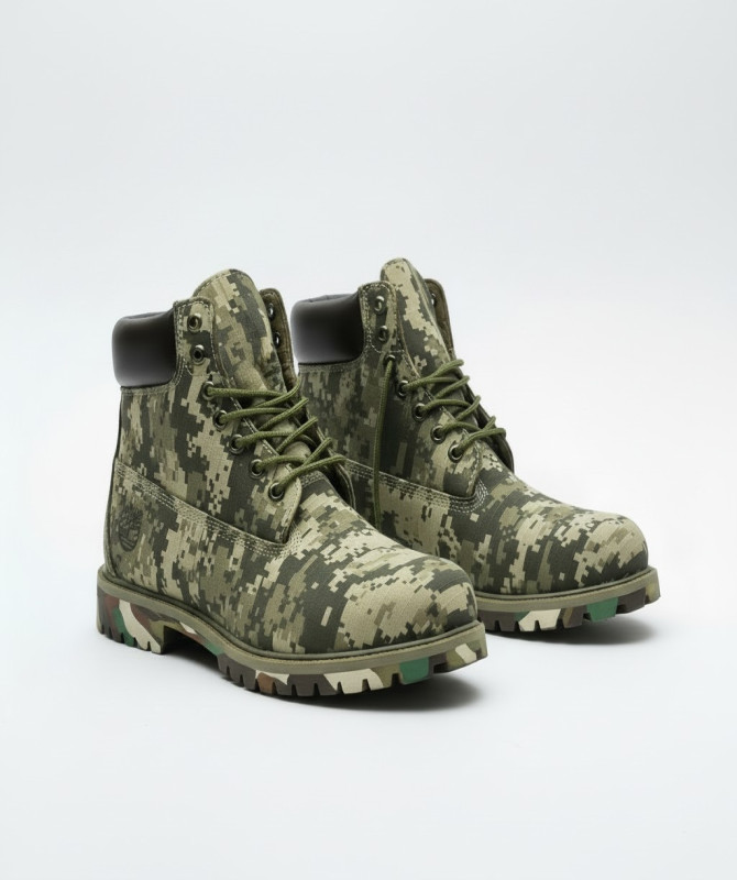 Timberland Green Camo Boots – High-Top Utility Style