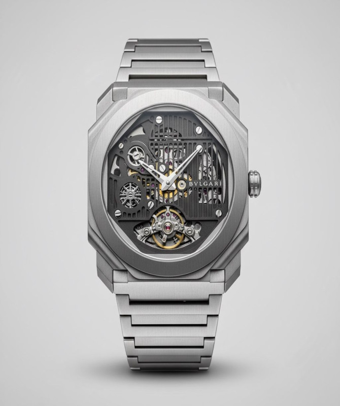 Luxury-Inspired Octagonal Skeleton Automatic Watch – Titanium Finish
