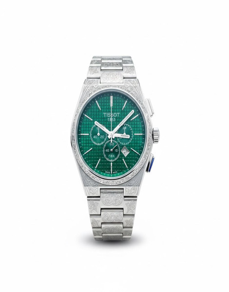 Luxury-Inspired Tissot PRX Automatic Chronograph – Green Dial, Custom Engraved