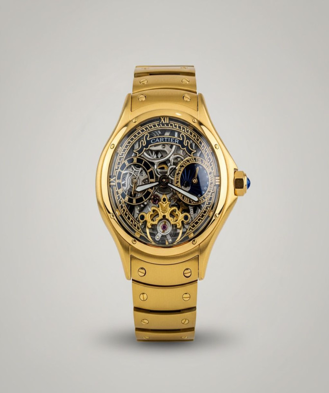 Luxury-Inspired Gold-Tone Skeleton Mechanical Watch